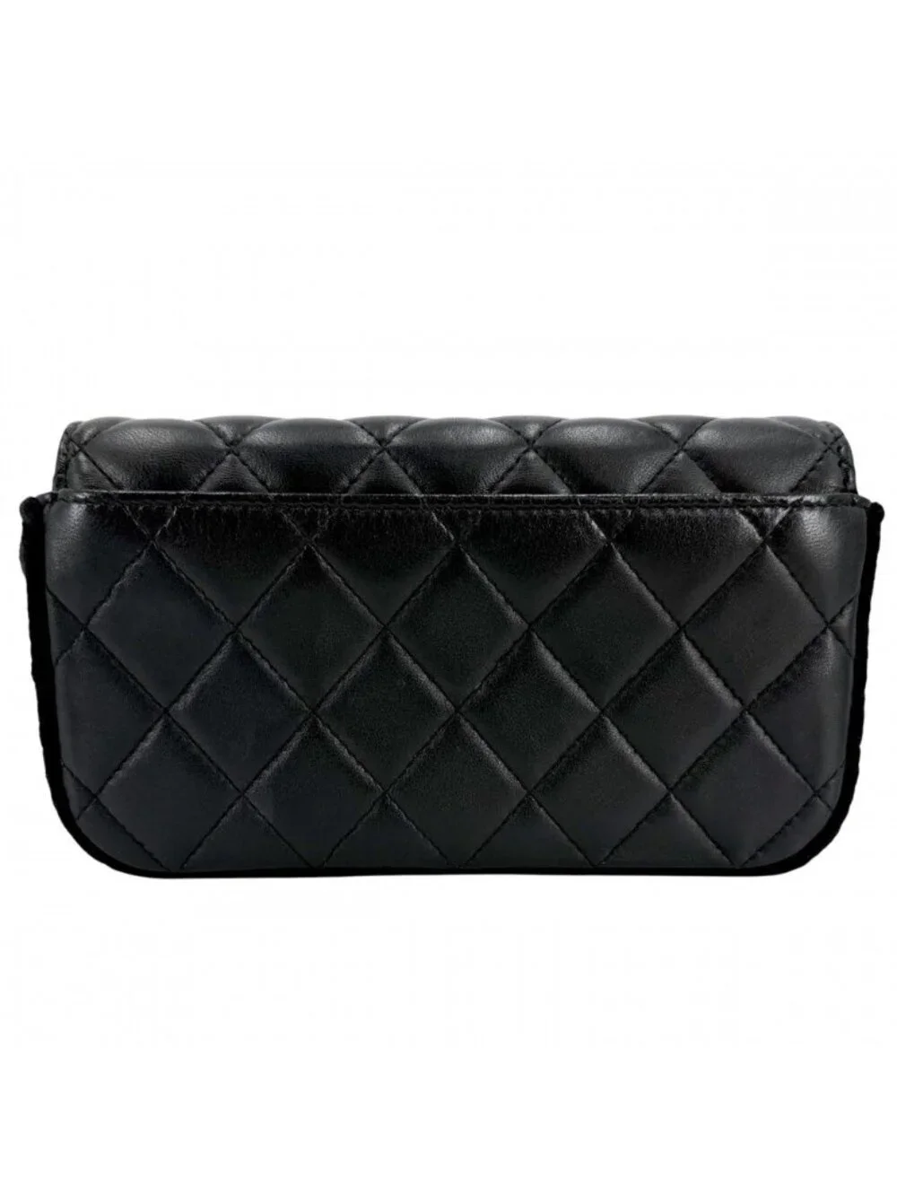 Chanel Shoulder Bag Quilted Flap Chain Knit Crossbody CC Logo Lambskin Black